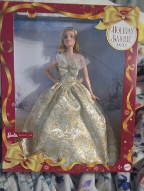 Barbie Holiday Barbie 2025 Gold & White Festive Gown Doll